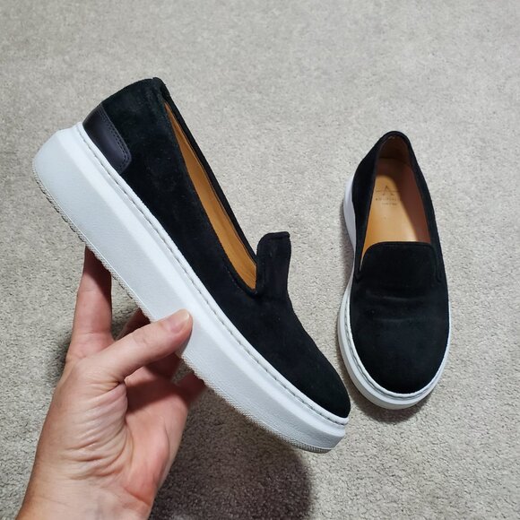 AQUATALIA Lanie Slip On Platform Sneakers Loafers Suede Leather Black Women's 7 - Picture 1 of 11